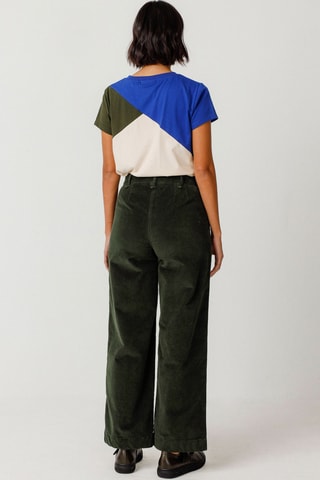 Calças direitas em veludo e algodão biológico de cintura alta Iarza - Verde