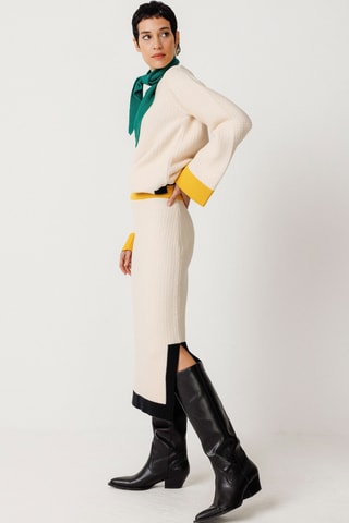 Saia direita em algodão biológico Gilda - Bege