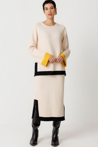 Saia direita em algodão biológico Gilda - Bege