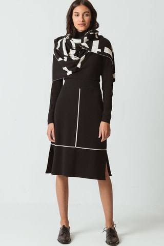 Saia midi em algodão biológico cintura alta Alda - Preto