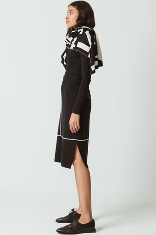 Saia midi em algodão biológico cintura alta Alda - Preto