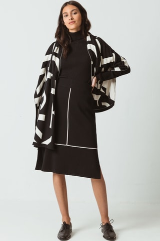 Saia midi em algodão biológico cintura alta Alda - Preto