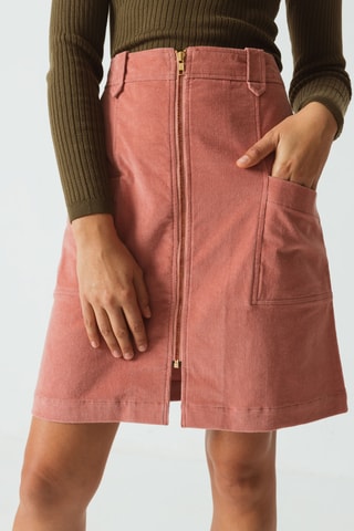 Saia trapézio em algodão biológico cintura alta Ines - Rosa