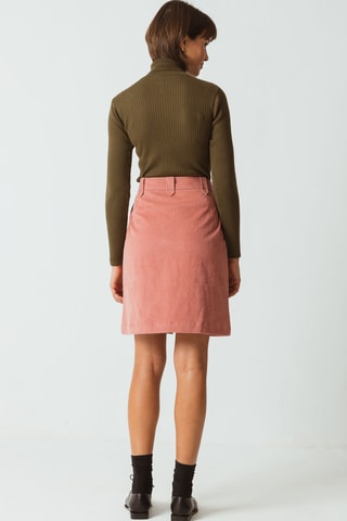 Saia trapézio em algodão biológico cintura alta Ines - Rosa