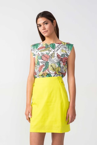 Saia trapézio em algodão biológico cintura alta Olaitz - Verde-claro