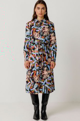 Vestido-camisa em algodão biológico Ibane - Multicor