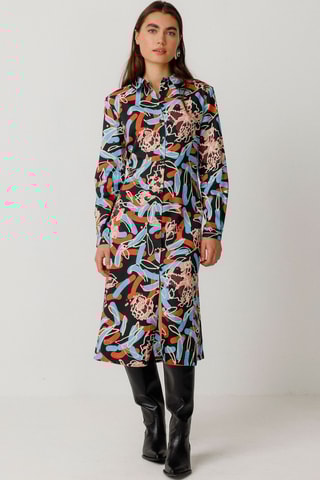 Vestido-camisa em algodão biológico Ibane - Multicor