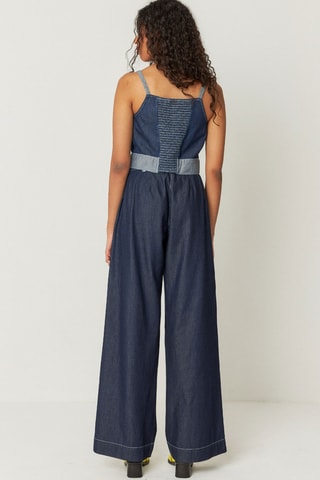 Calças direitas em algodão biológico Almike - Azul