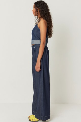 Calças direitas em algodão biológico Almike - Azul