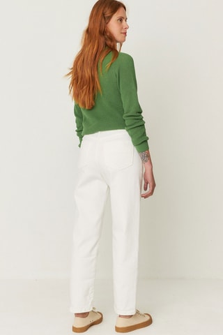 Calças direitas de cintura alta em algodão biológico Ania - Branco