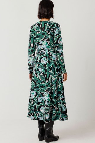 Vestido midi em algodão biológico Kaule - Verde