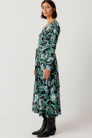 Vestido midi em algodão biológico Kaule - Verde