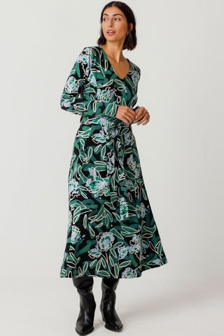 Vestido midi em algodão biológico Kaule - Verde