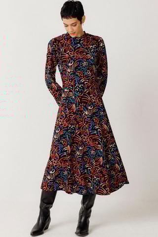 Vestido midi em algodão biológico Kamila - Multicor