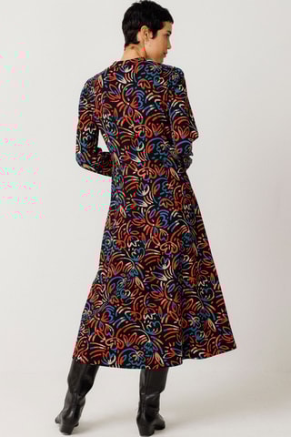 Vestido midi em algodão biológico Kamila - Multicor