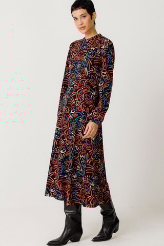 Vestido midi em algodão biológico Kamila - Multicor