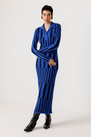 Vestido comprido em algodão biológico Jare - Azul