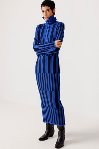 Vestido comprido em algodão biológico Jare - Azul