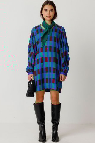 Vestido trapézio em algodão biológico Irai - Multicor