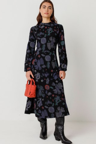 Vestido midi em algodão biológico Kamila - Multicor