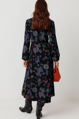 Vestido midi em algodão biológico Kamila - Multicor