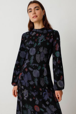 Vestido midi em algodão biológico Kamila - Multicor