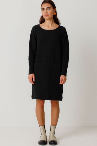 Vestido direito em algodão biológico Iren - Preto