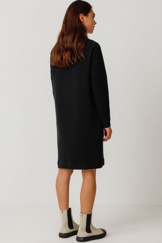 Vestido direito em algodão biológico Iren - Preto