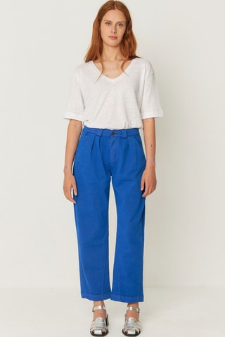 Calças em algodão biológico Amata - Azul