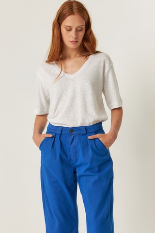 Calças em algodão biológico Amata - Azul