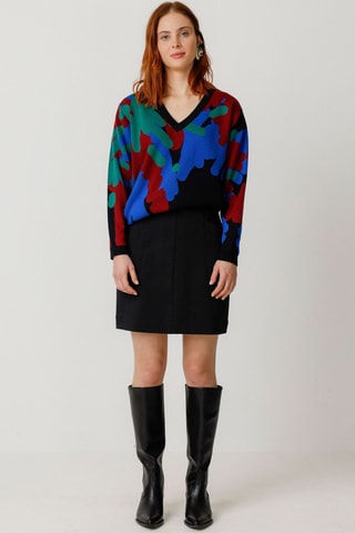 Saia direita cintura alta Amale - Preto