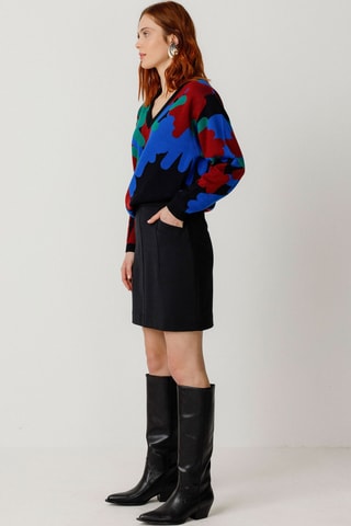 Saia direita cintura alta Amale - Preto