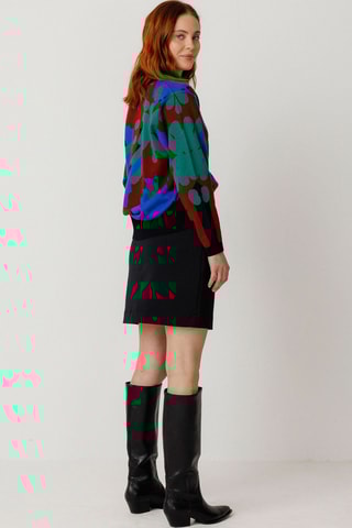 Saia direita cintura alta Amale - Preto