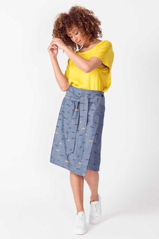 Saia traçada cintura alta Dela - Azul