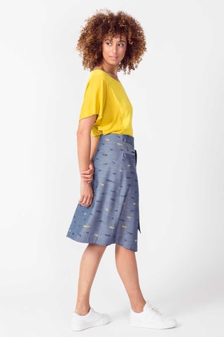 Saia traçada cintura alta Dela - Azul