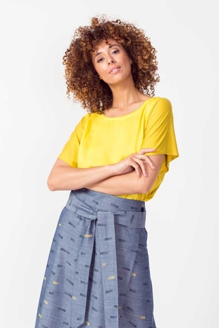 Saia traçada cintura alta Dela - Azul