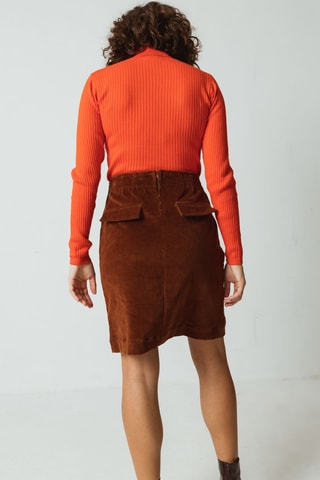 Saia trapézio em veludo em algodão biológico cintura alta Kexaa - Castanho