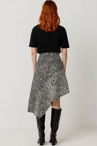 Saia midi em algodão biológico Nethe - Preto e branco