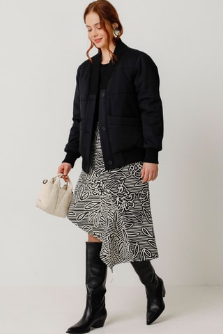 Saia midi em algodão biológico Nethe - Preto e branco