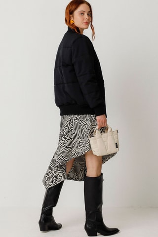 Saia midi em algodão biológico Nethe - Preto e branco