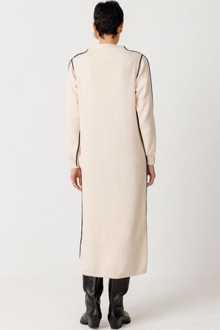 Vestido midi em algodão biológico Leda - Bege