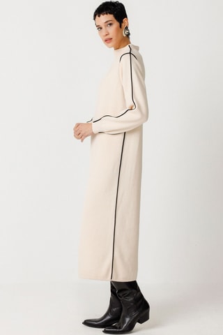 Vestido midi em algodão biológico Leda - Bege