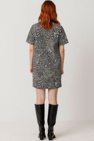 Vestido direito em algodão biológico Gorane - Preto e branco