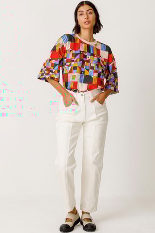 Calças em algodão biológico Atela - Bege