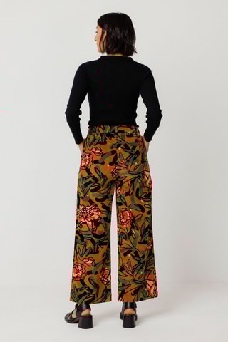 Calças direitas em veludo e algodão biológico de cintura alta Iarza - Multicor