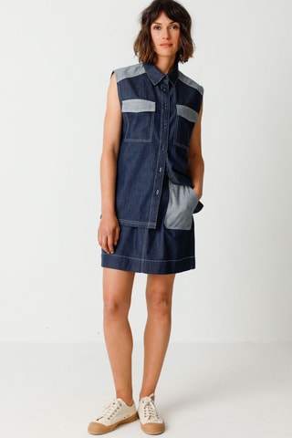 Camisa de ganga em algodão biológico Gamir - Azul