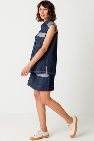 Camisa de ganga em algodão biológico Gamir - Azul