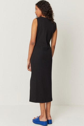 Vestido direito em algodão biológico Alba - Preto e azul