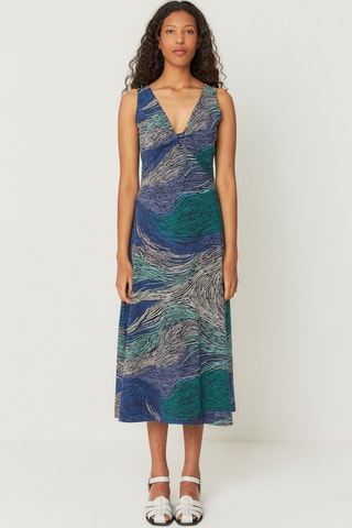 Vestido midi em algodão biológico Kala - Multicor