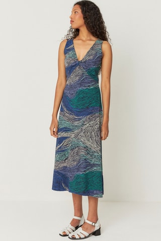 Vestido midi em algodão biológico Kala - Multicor